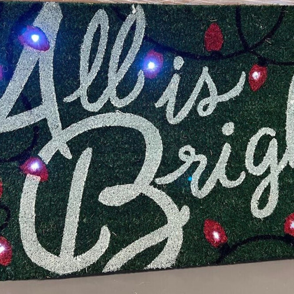 Pottery Barn All is Bright Light Up Doormat Christmas Holiday